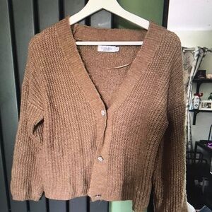 Women's Brown and Tan Cardigan